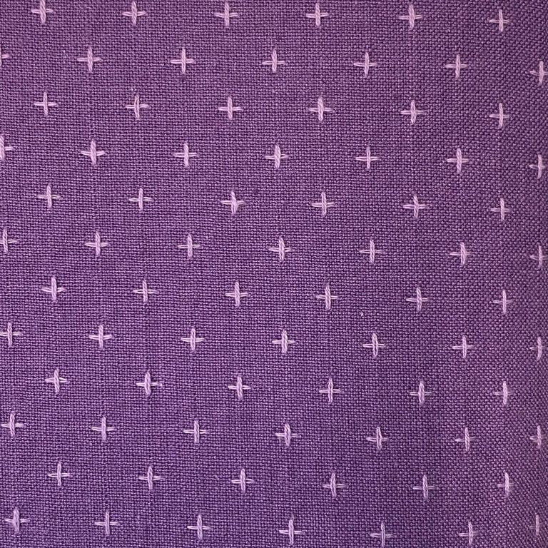 Cross Stitched Cotton Fabric - Purple Sky