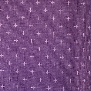 Cross Stitched Cotton Fabric - Purple Sky