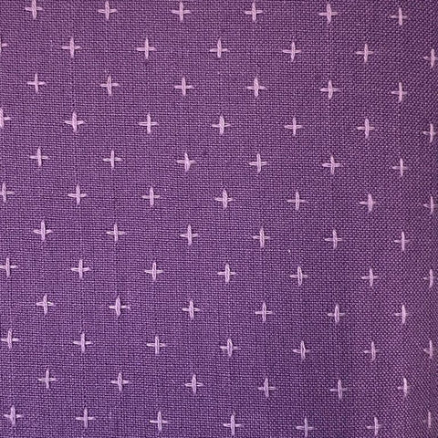 Cross Stitched Cotton Fabric - Purple Sky