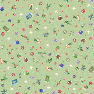 One Snowy Day Bits and Bobs Cotton Fabric - Green MASD10375-G