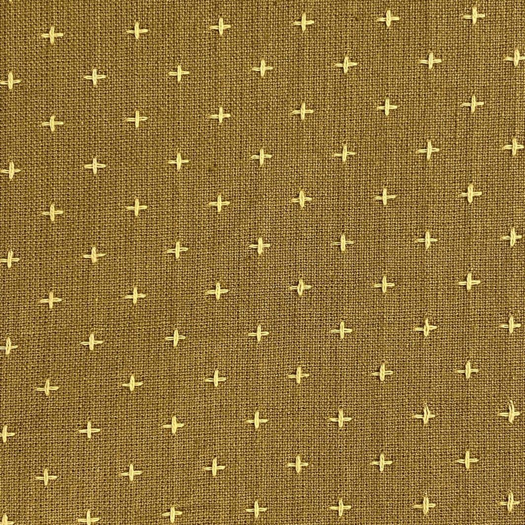 Cross Stitched Cotton Fabric - Ginger Beer