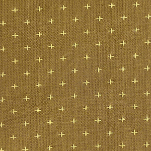 Cross Stitched Cotton Fabric - Ginger Beer