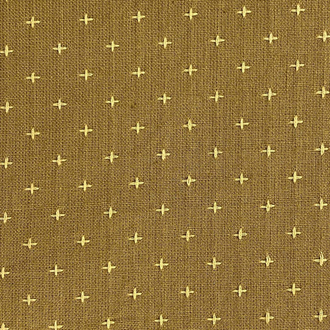 Cross Stitched Cotton Fabric - Ginger Beer
