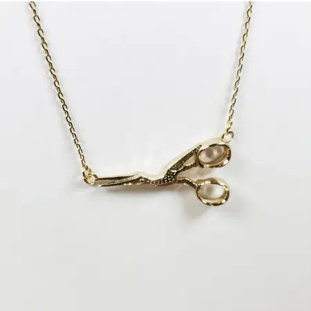 Stork Scissor Necklace - Gold