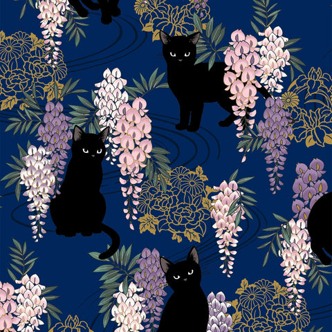 Neko Mini Metallic Cotton Sheeting Fabric - Blue