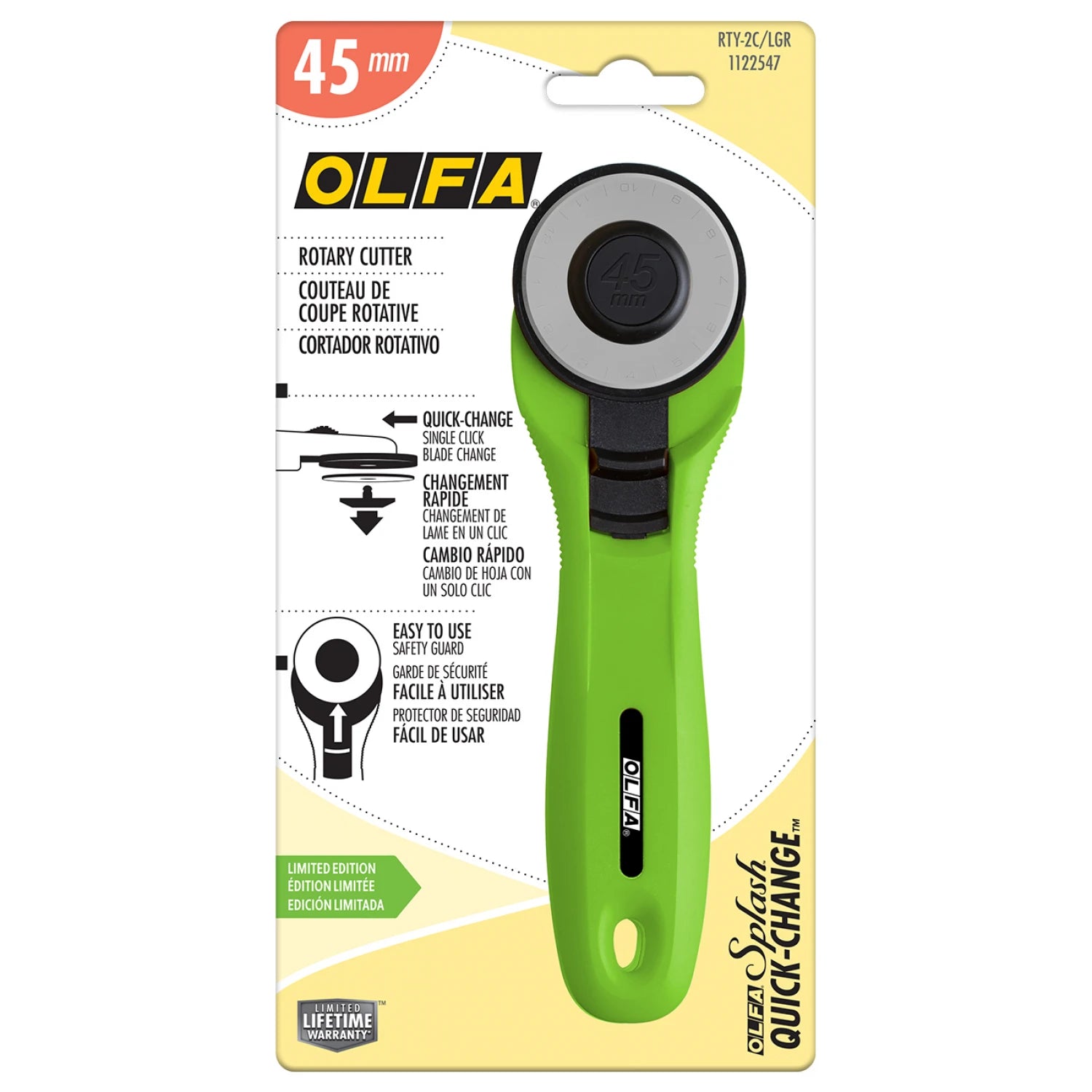 Olfa 45mm Quick-Change Rotary Cutter Lime