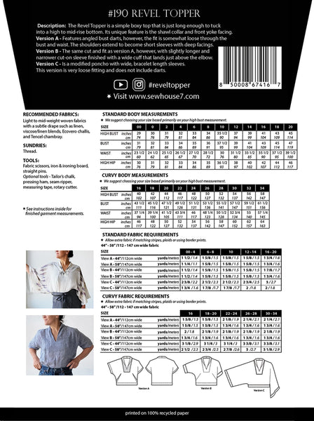 Revel Topper Pattern - sizes 00-34