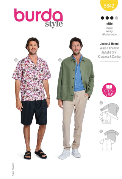 Men's Jacket & Shirt Pattern 5842 - US Sizes 38-48