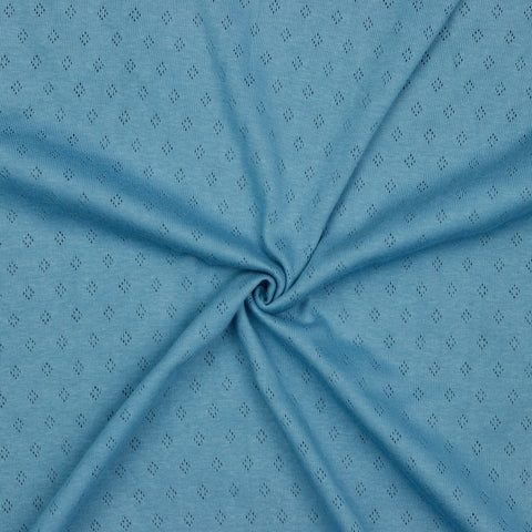 Cotton Pointoille Jersey Fabric - Blue