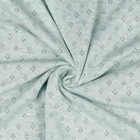 Cotton Pointoille Jersey Fabric - Light Green Melange