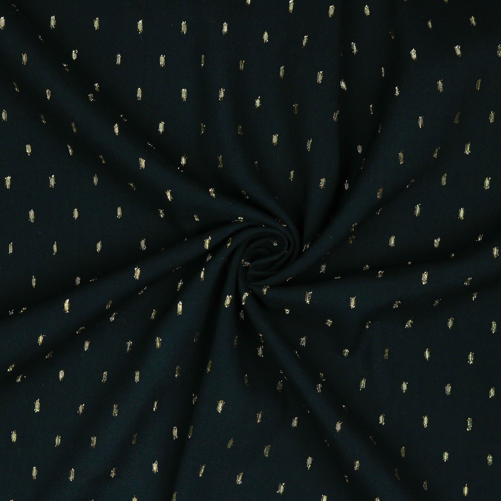 Viscose Lurex Metallic Challis Fabric - Black and Gold