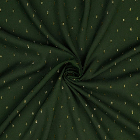 Viscose Lurex Metallic Challis Fabric - Forest and Gold