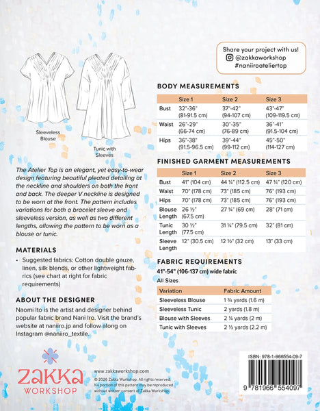 Nani Iro Atelier Top Pattern - sizes 0-18