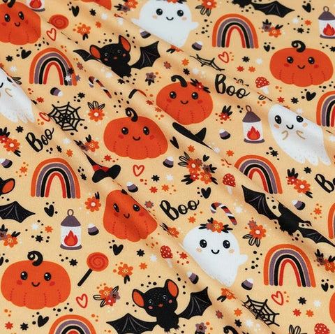 Boo Halloween Double Brushed Poly Spandex Jersey Fabric