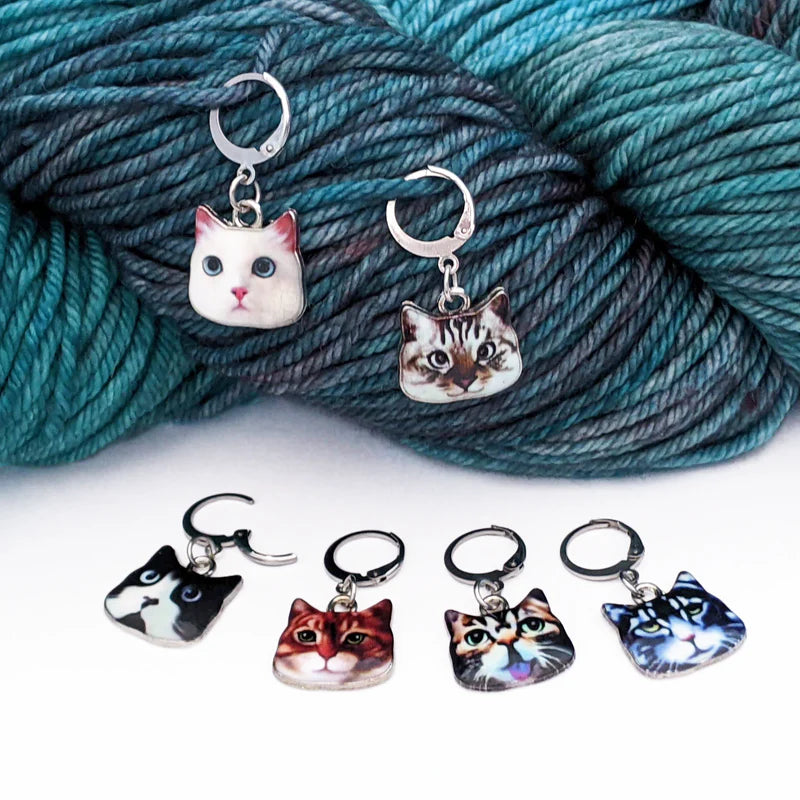 Cat Head Locking Stitch Markers -6pc