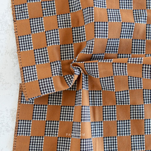 Checkmate Checkers Cotton Fabric - Sandalwood
