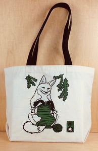 Knitting Fox Tote Bag