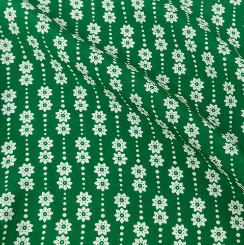 Margaret Patterned Green Flowers Rayon Fabric