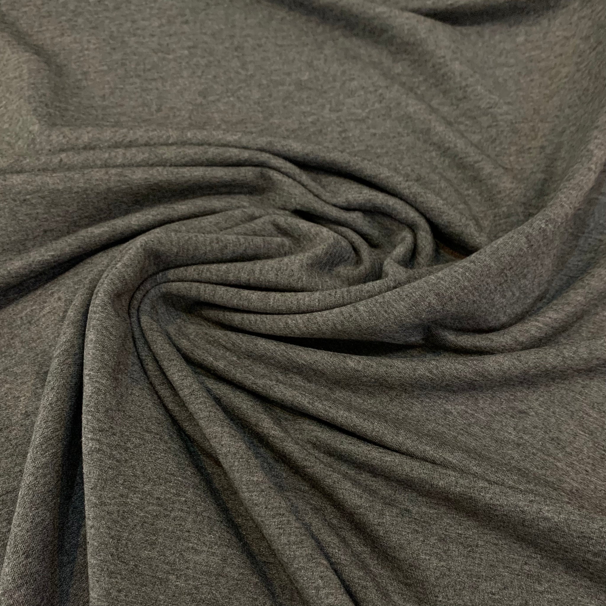 Lightweight Cotton Poly French Terry Fabric - Dark Heather Grey