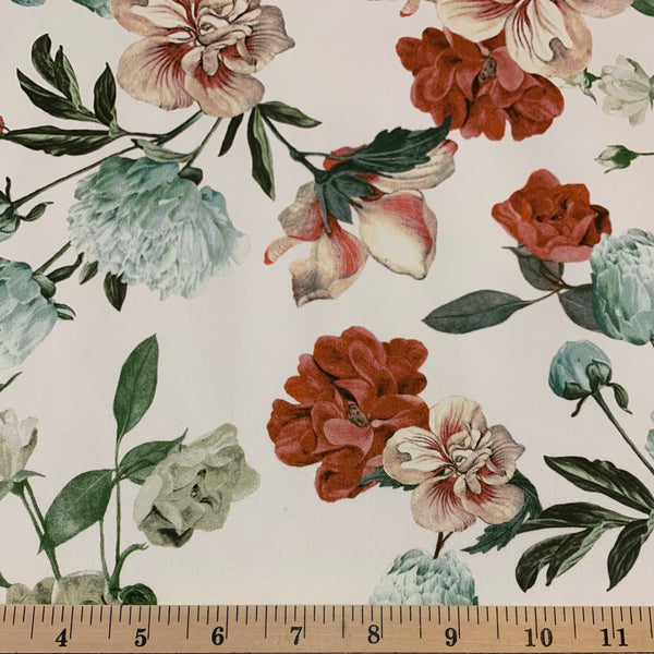 Floral Stretch Woven Cotton Sateen Fabric