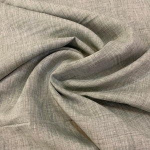 Two Tone Midweight Linen Fabric - Greens and Ecru
