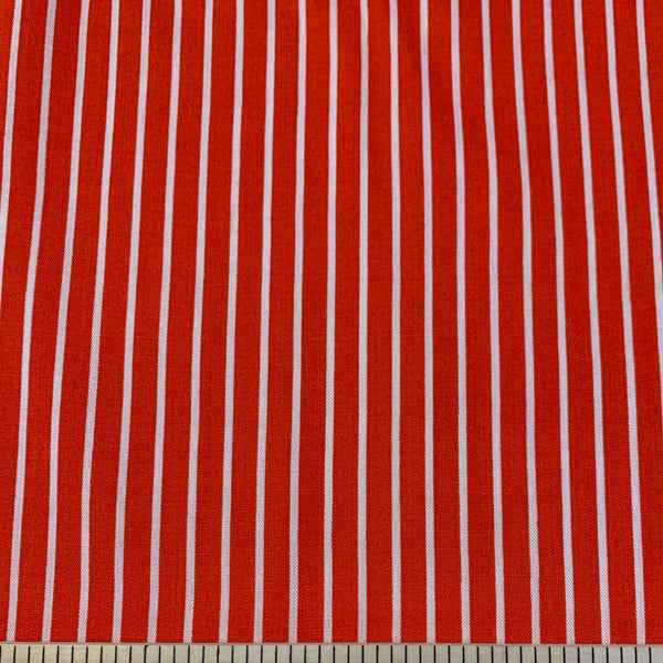 Pin Stripe Rayon Challis - Tomato Red