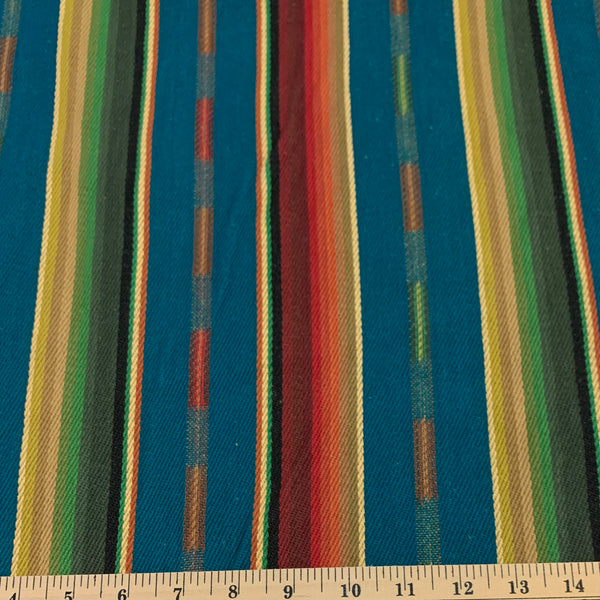 Mexican Style Cotton Heavy Weight Cotton Woven Fabric - Teal Green Orange and Maize