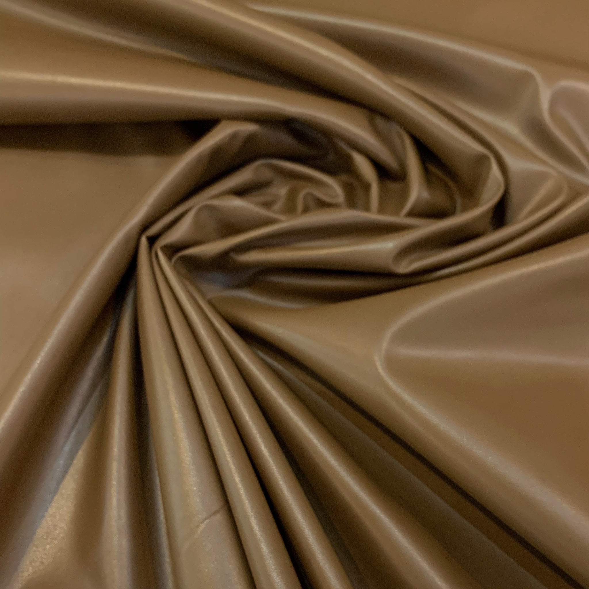 Stretch Faux Leather w/ Spandex Fabric - Brown