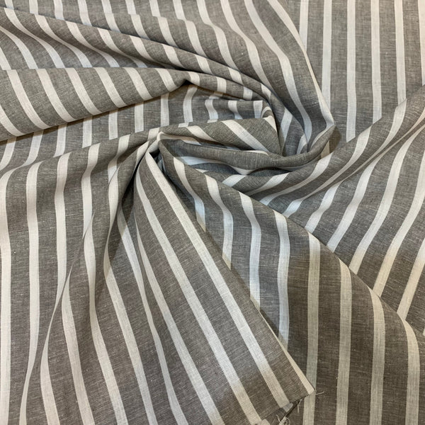 Yarn Dyed Cotton Chambray Stripe - White and Grey