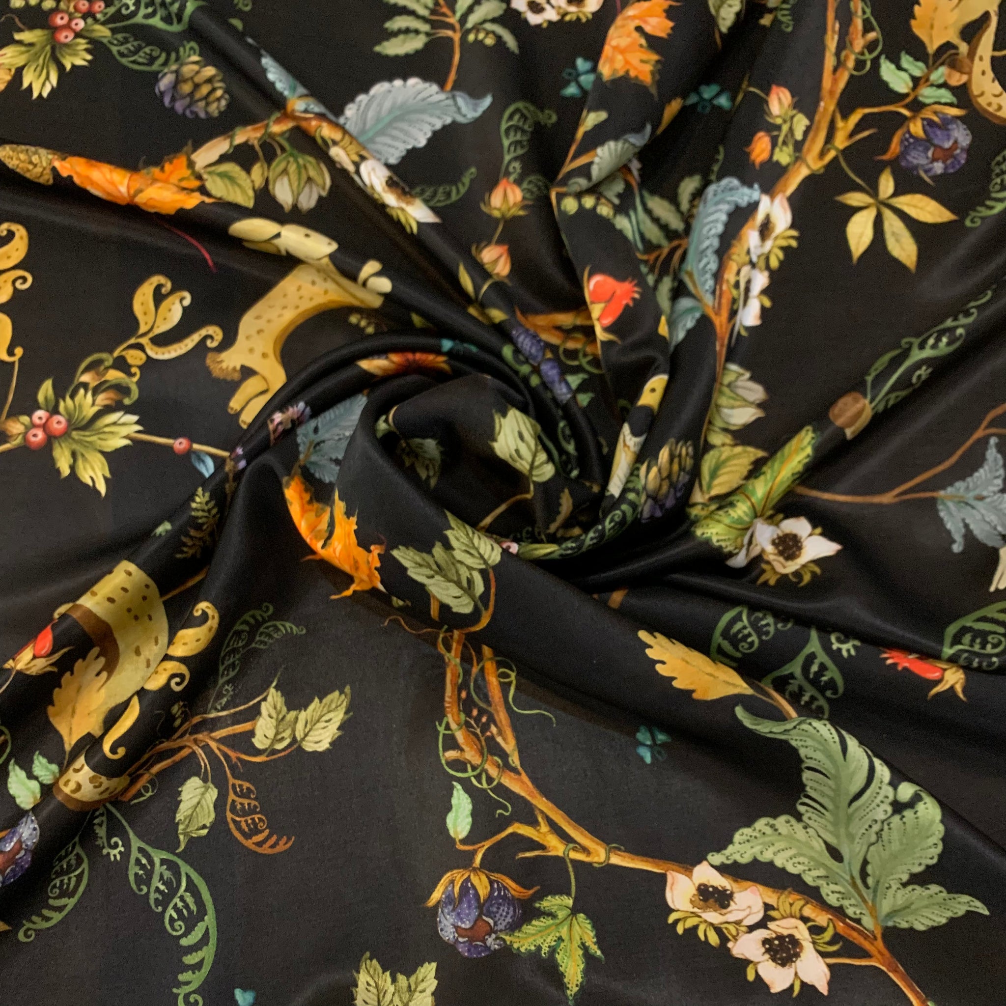 Magical Medieval Wonderland Lightweight Silk Charmeuse Fabric