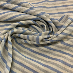 Gauzy Striped Cotton Fabirc - Grey White Blue