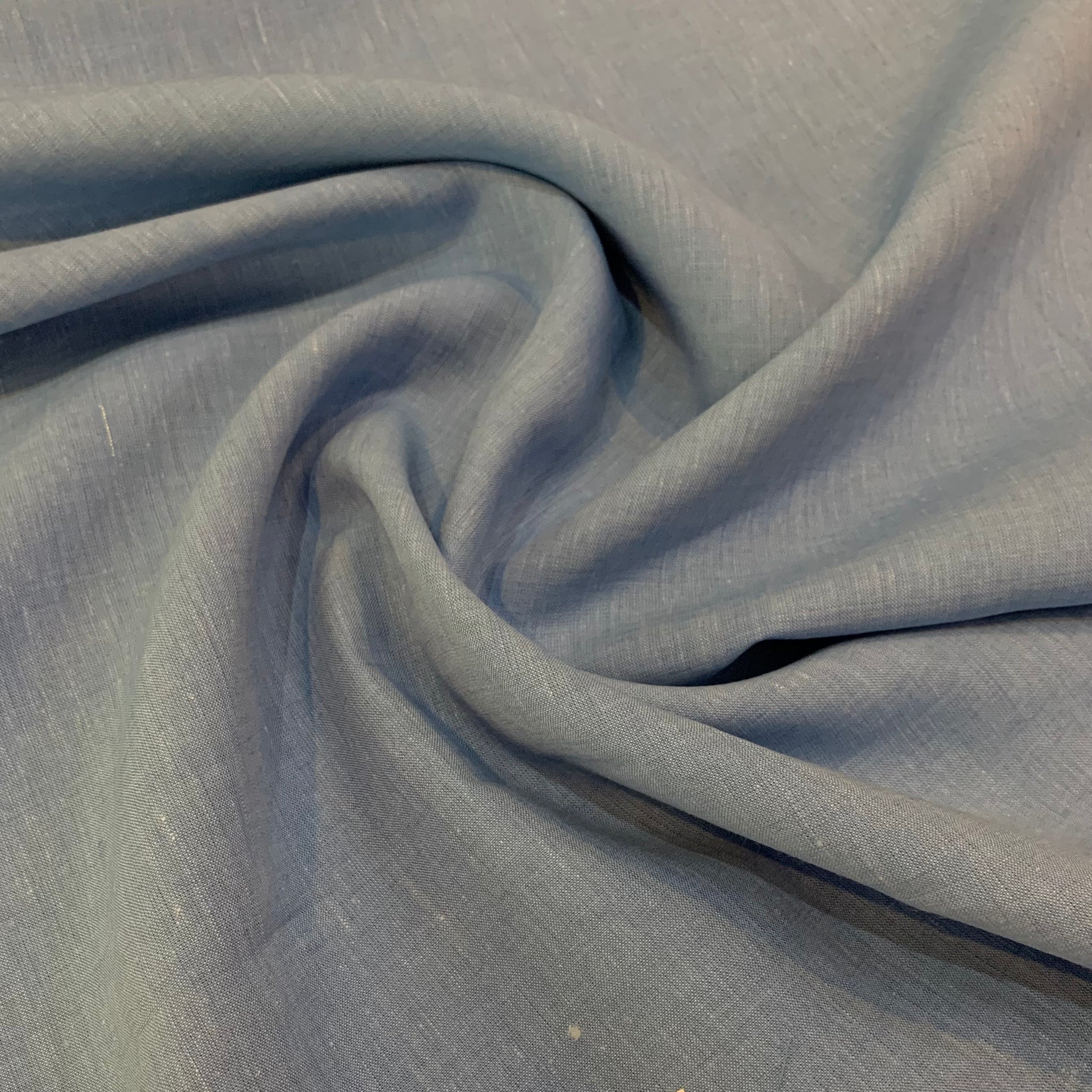 Two Tone Midweight Linen Fabric - Boy Blue and White