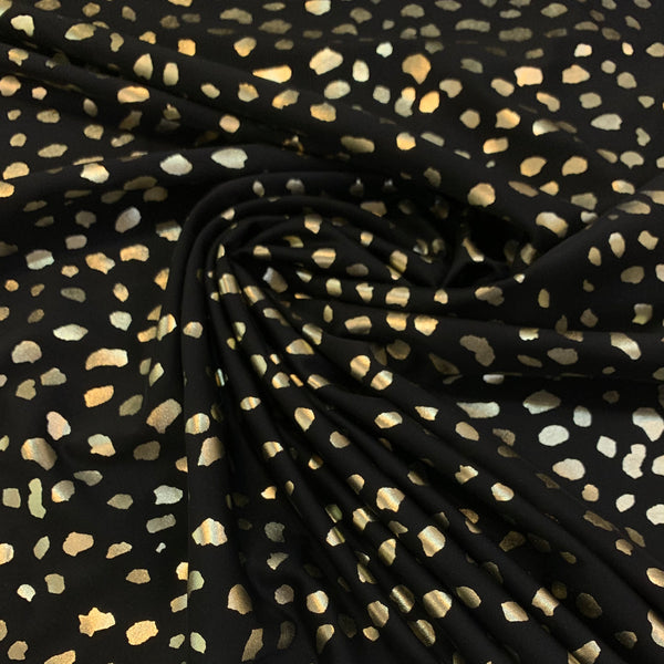 Gold Foil Dots Nylon Spandex Fabric