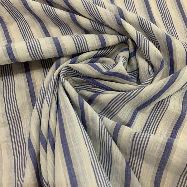 Yarn Dyed Lightweight Blue Striped Cotton Fabric