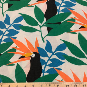 Toucan and Birds of Paradise Rayon Fabric