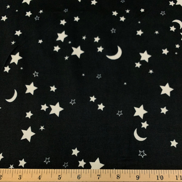 Moons and Stars Double Brushed Poly Knit Fabric