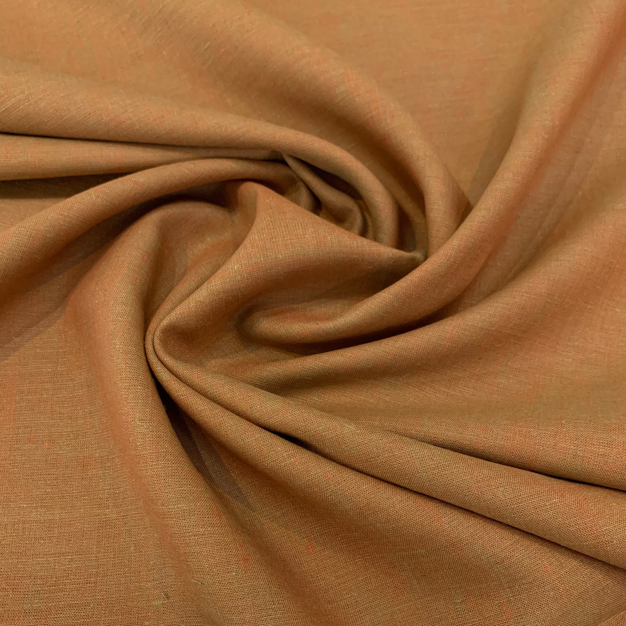 Two Tone Midweight Linen Fabric - Orange and Olive