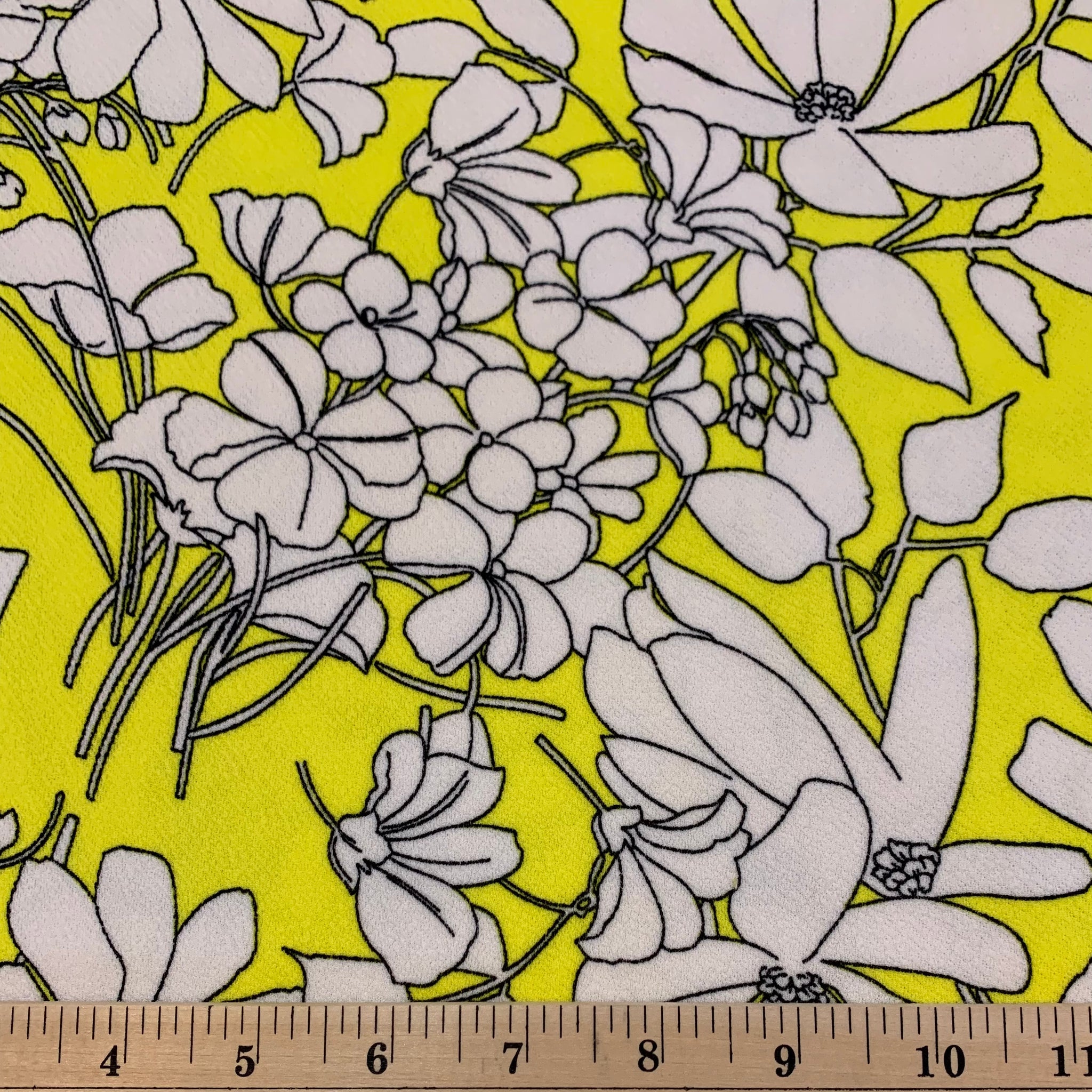 Neon Yellow Floral Liverpool Knit Fabric