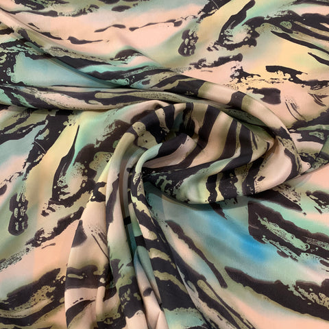 Abstract Animal Print Lightweight Silk Crepe de Chine Fabric