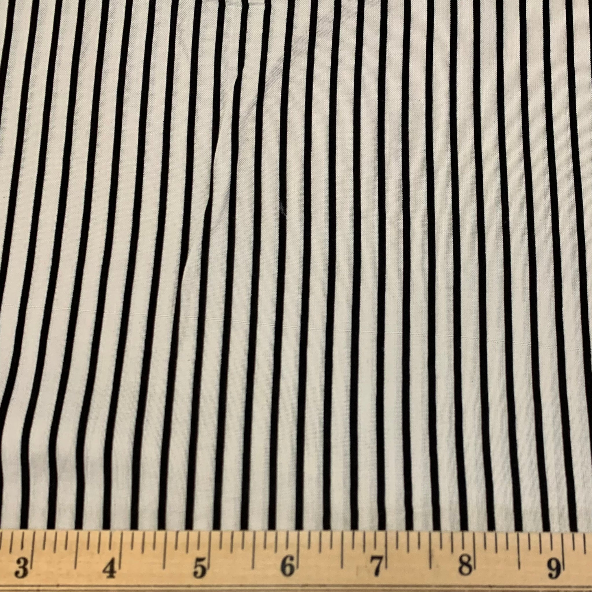 Pin Stripe Rayon Challis - Black and White