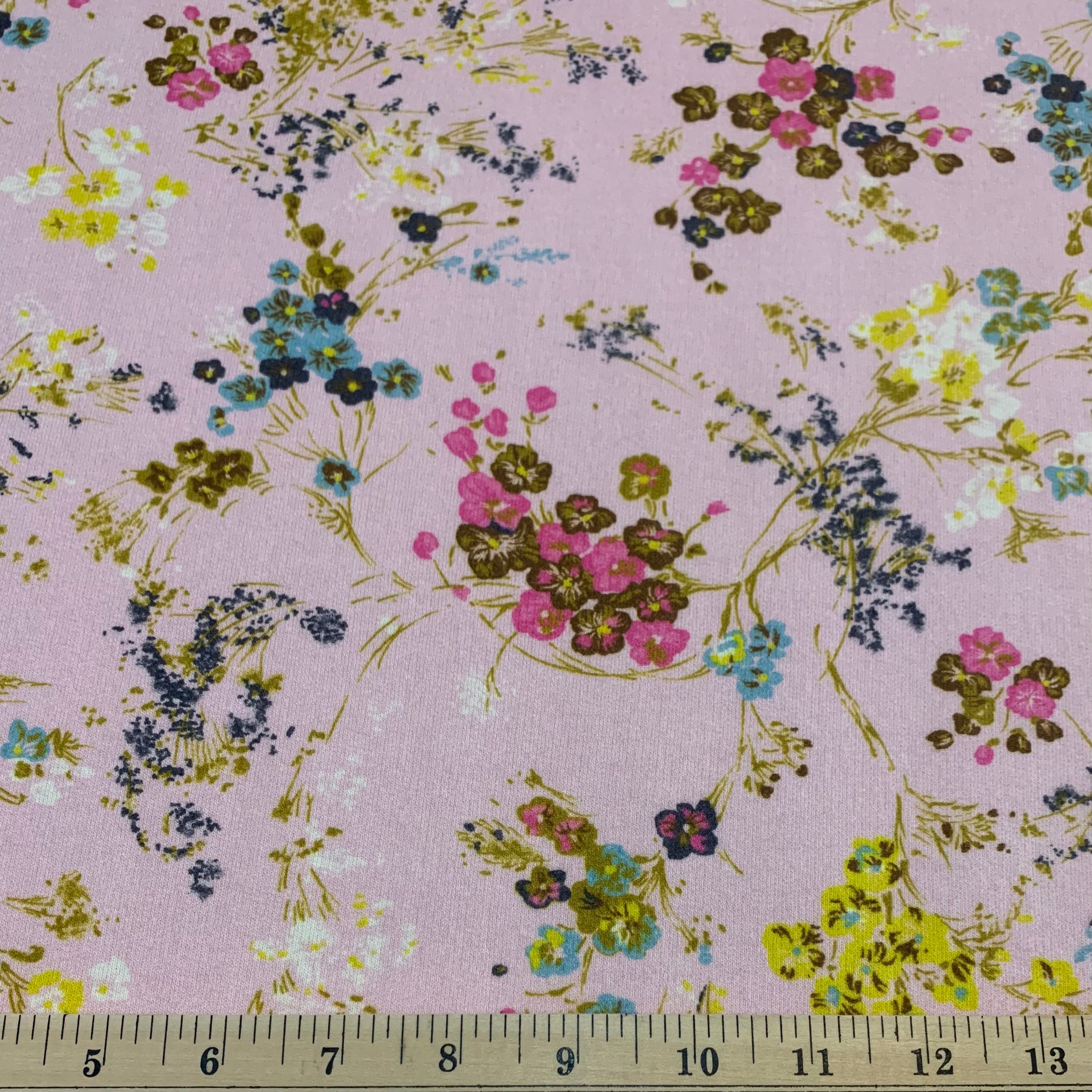 Pink Floral French Terry Fabric
