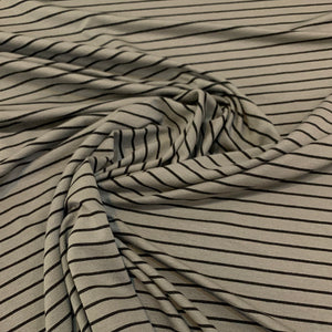 Striped Rayon Lycra Jersey Fabric - Grey & Black