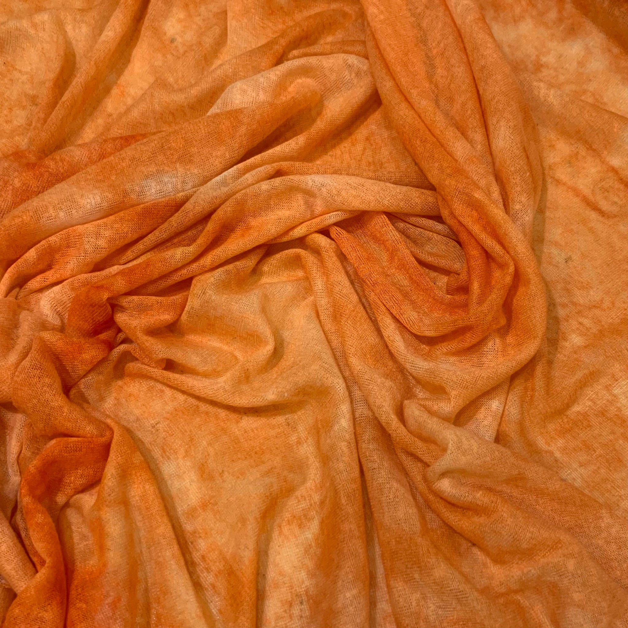 Tie Dye Gauzy Knit Fabric - Orange
