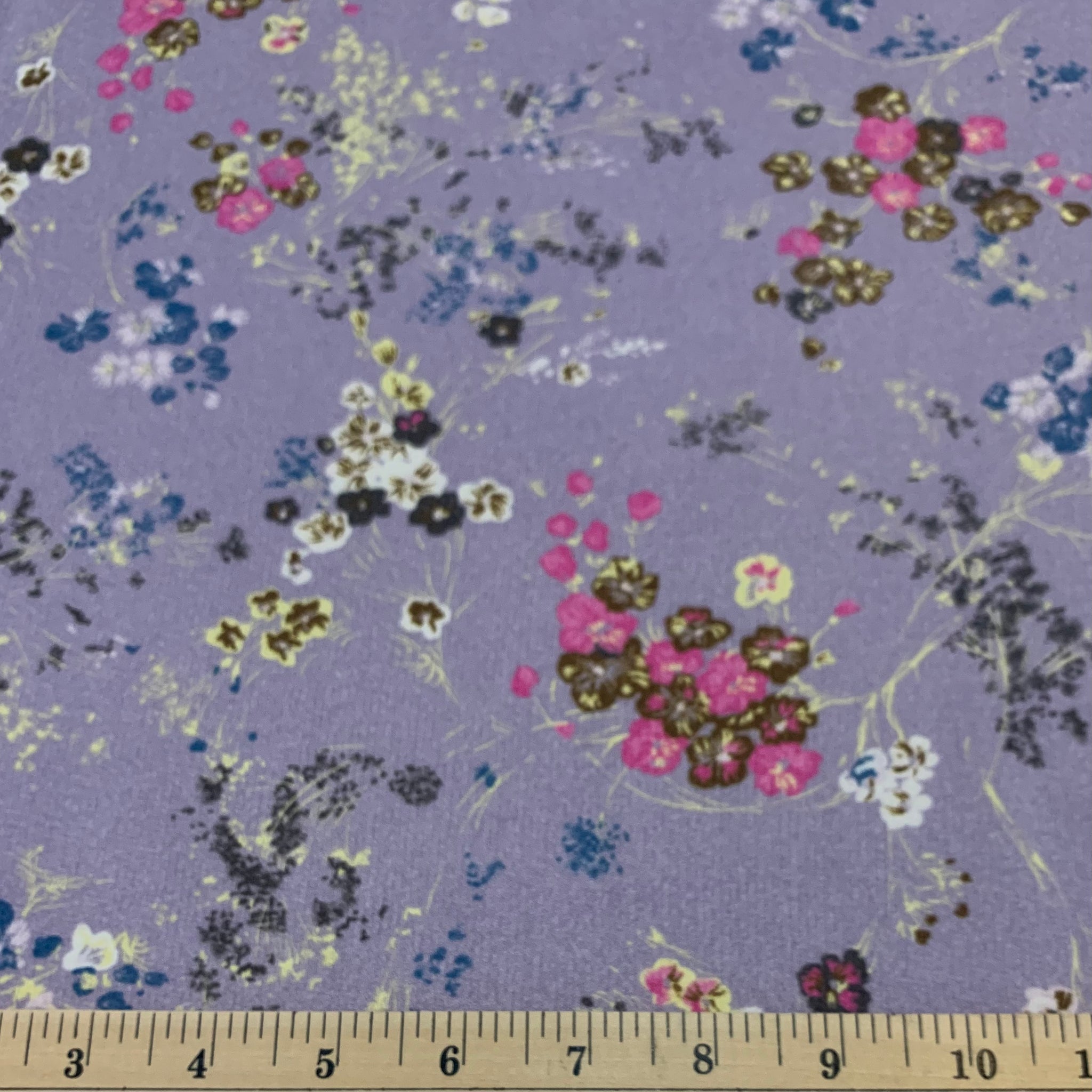 Lavender Floral French Terry Fabric