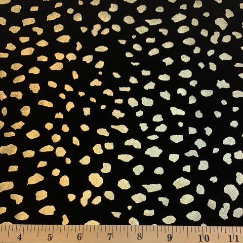 Gold Foil Dots Nylon Spandex Fabric