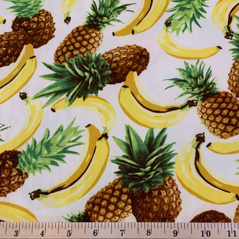 Banana and Pineapple Double Brushed Poly Knit Fabric