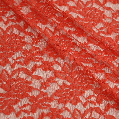 Venus Rose Stretch Lace Fabric - Orange