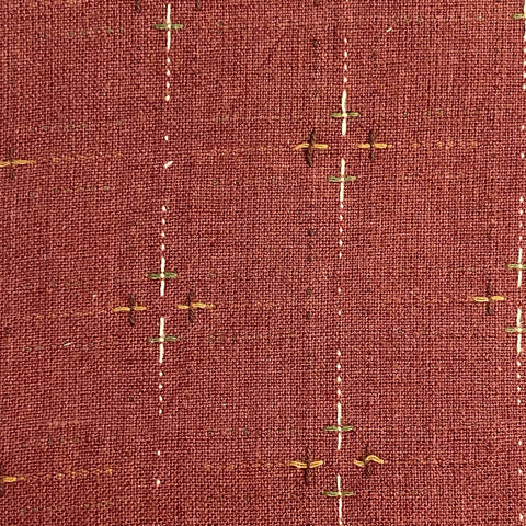 Plusses and Crosses Woven Cotton Fabric - Dark Maroon