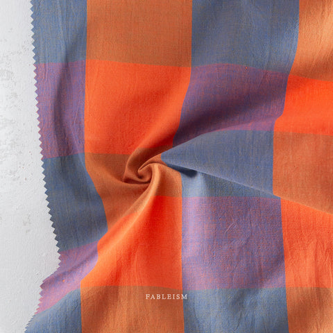 Swedish Holiday Plaid Cotton Fabric -Cobalt/Red