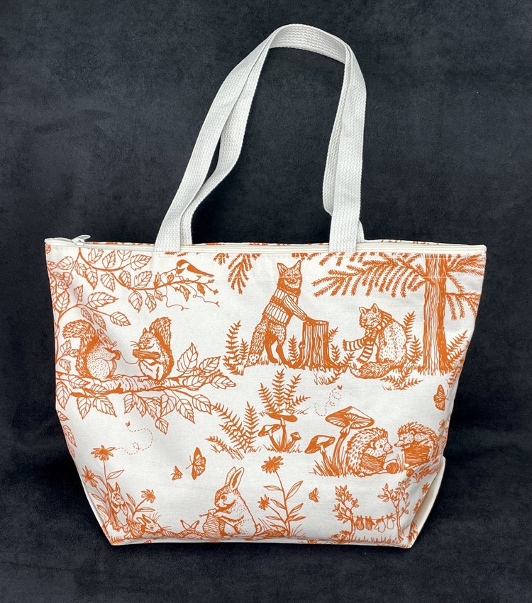Woodland Creatures Tote Bag with Zipper